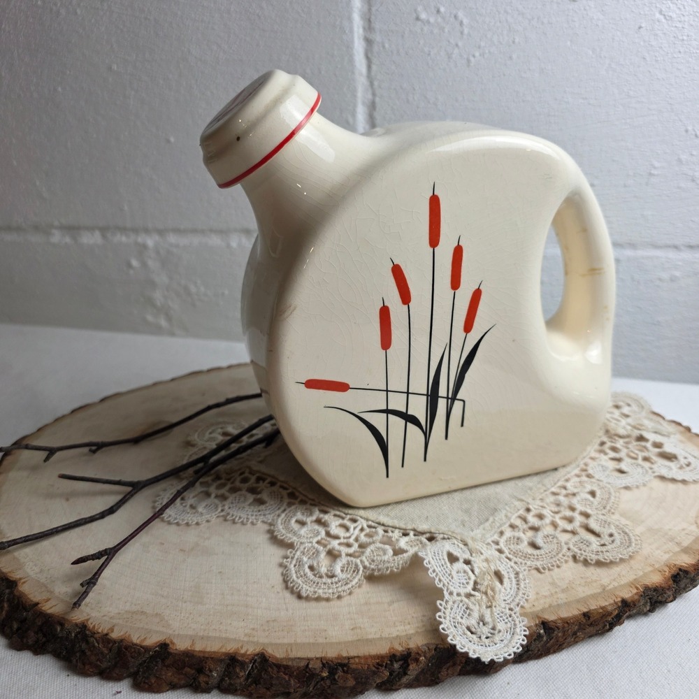 Vintage 30s Universal Cambridge Cattail Ceramic Refrigerator Canteen  Jug Sears